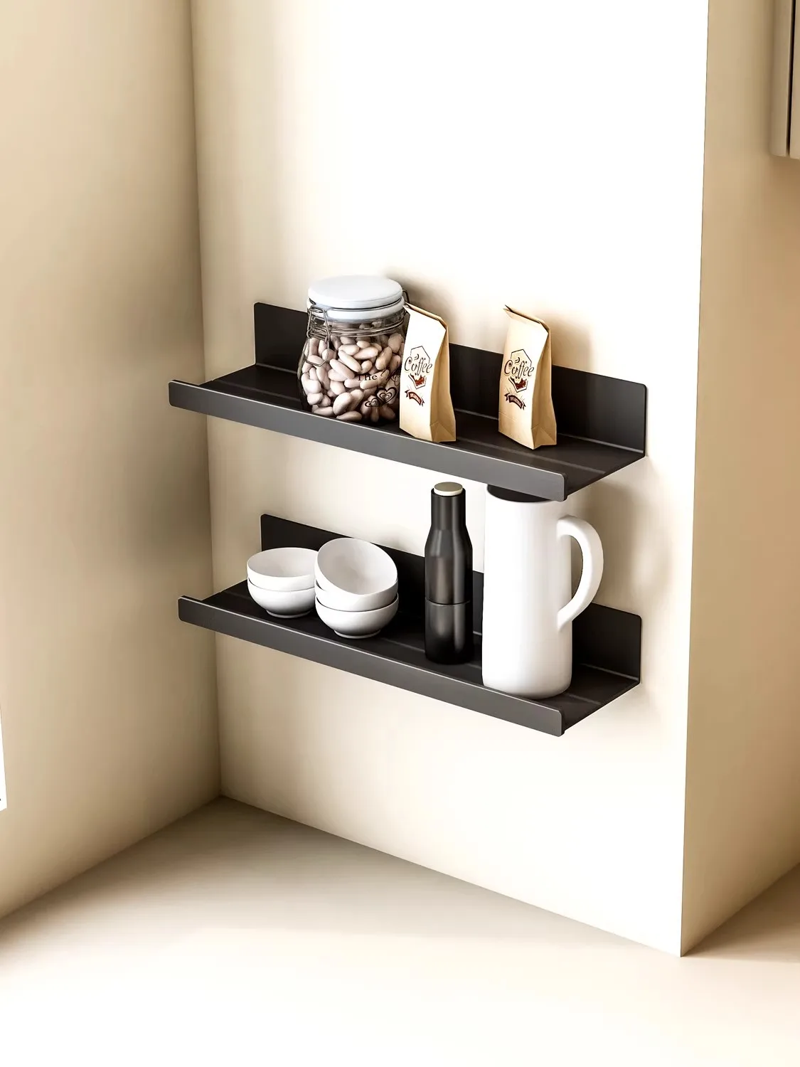 Household Use Kitchen Wall mounted Type Multi Functional Storage Rack Simplicity Space Condiment Water Cup Item Placement Rack
