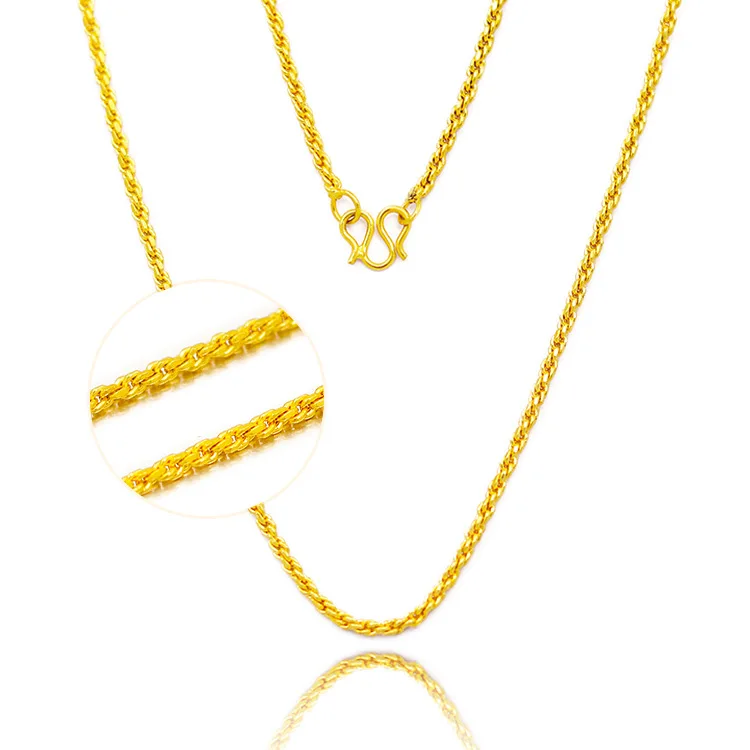 Gold plated women's small twist necklace Japanese and Korean women's collarbone necklace source bright gold 9999gold