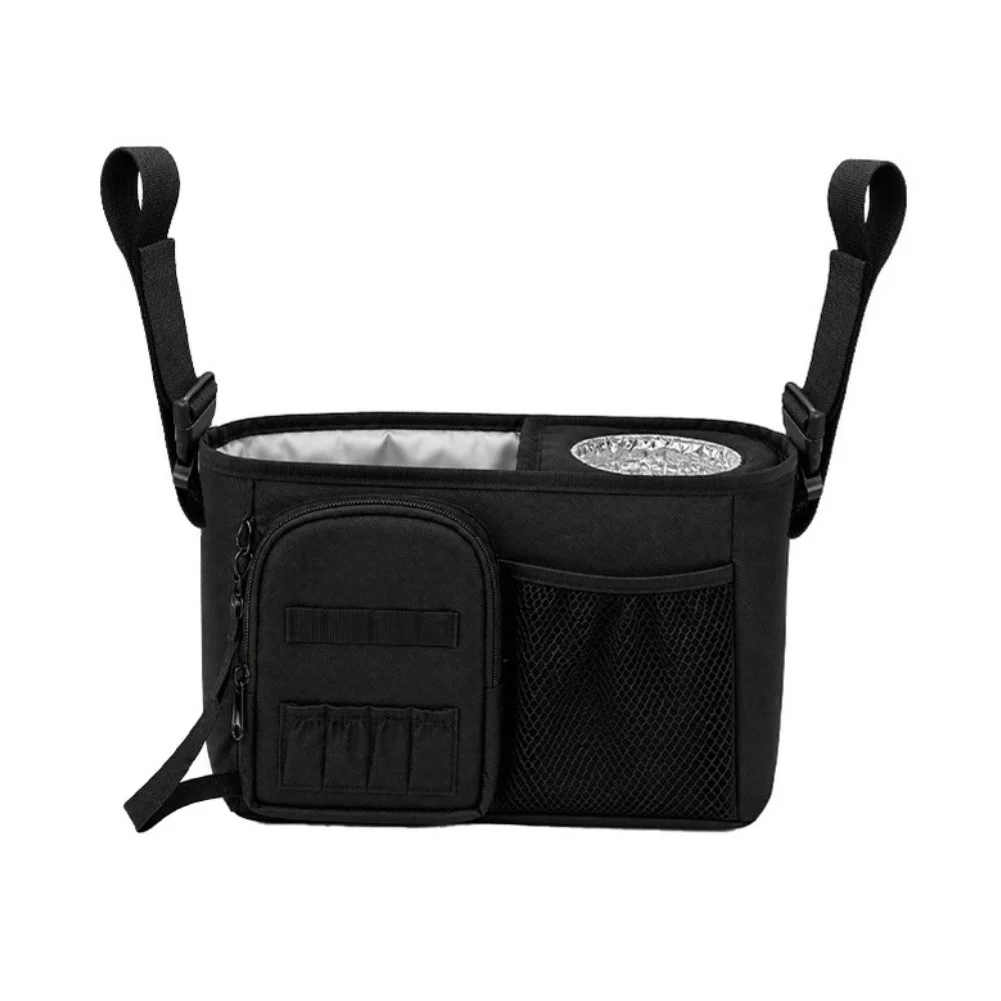 Multi Pocket Golf Cart Organizer Bag 24x12x18cm Oxford Material with Insulated Drink Holder and Quick Attach System