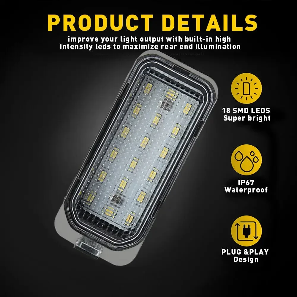 For Ford FOCUS MK II FIESTA MK VII MONDEO MK IV KUGA S-MAX 2008 - 2019 2PCS Car LED Number License Plate Light
