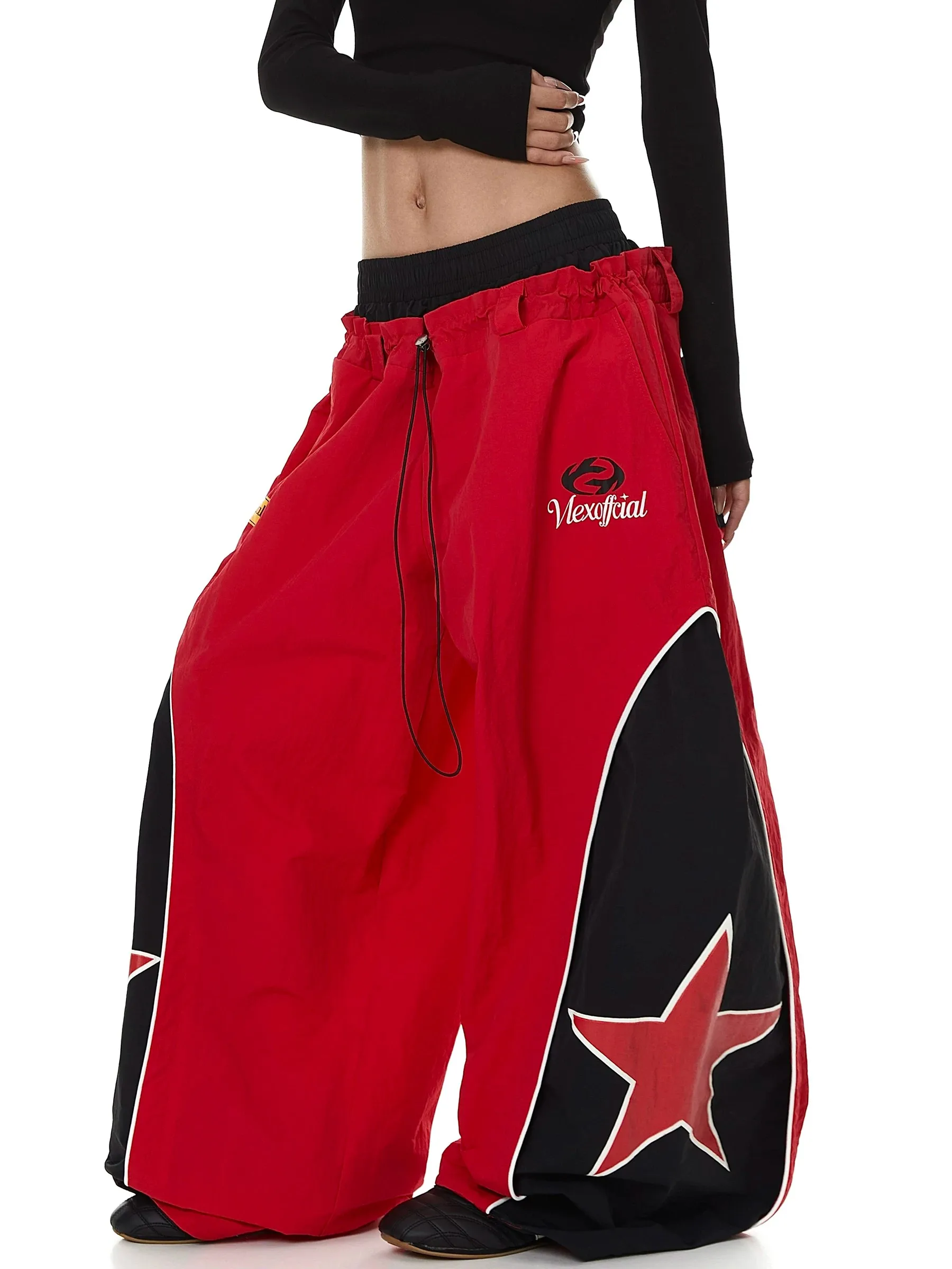 American Style Street Color Block Paratrooper Workwear Pants Loose Casual Jazz Dance Wide Leg Trousers Trendy for Men
