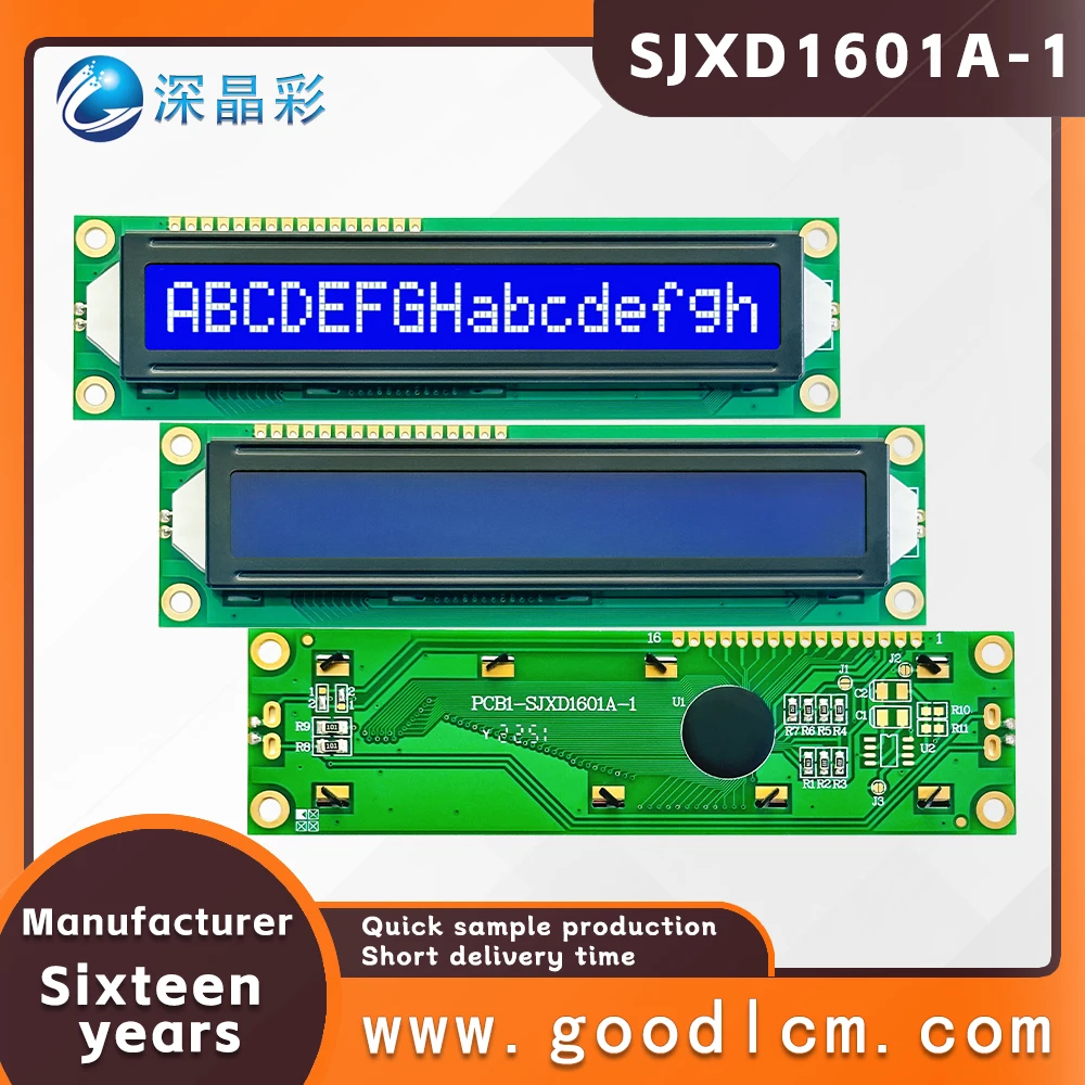 LCD1601A-1 1601Module Blue/Green Screen IIC/I2C 16x1 Large Character LCD Display Module1601 5.0V or 3.3V Blue screen white
