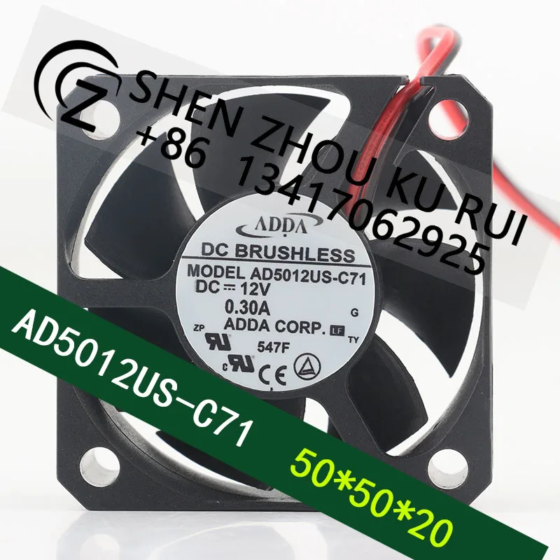 ADDA Ultra-high Speed High-Volume AD5012US-C71 12V 0.30A 5020 5cm Frequency Converter Printer Anti-Back-rotation Cooling Fan