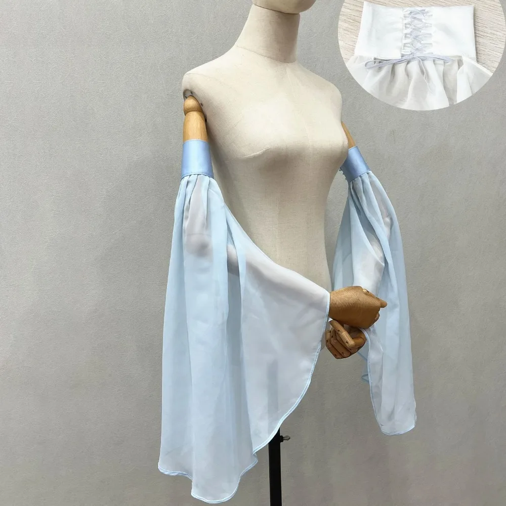 Elegant Sunscreen Long Tulle Sleeves Thin Chiffon Sheer Bridal Gloves Breathable Detachable Sleeves Wedding Party