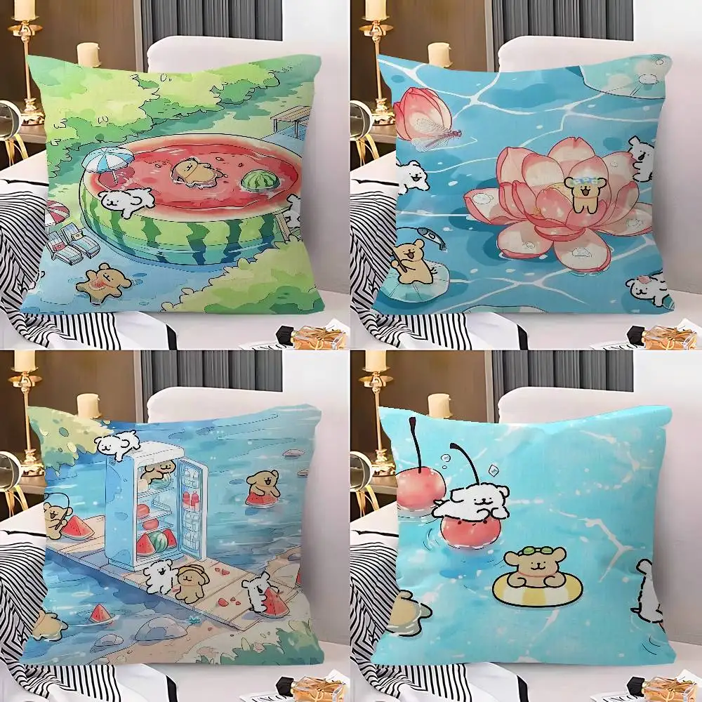 Line CARTOON P-PuppyS Pillow Gift Home Office Decoration Pillow Bedroom Sofa Car Cushion CoverPillow Case