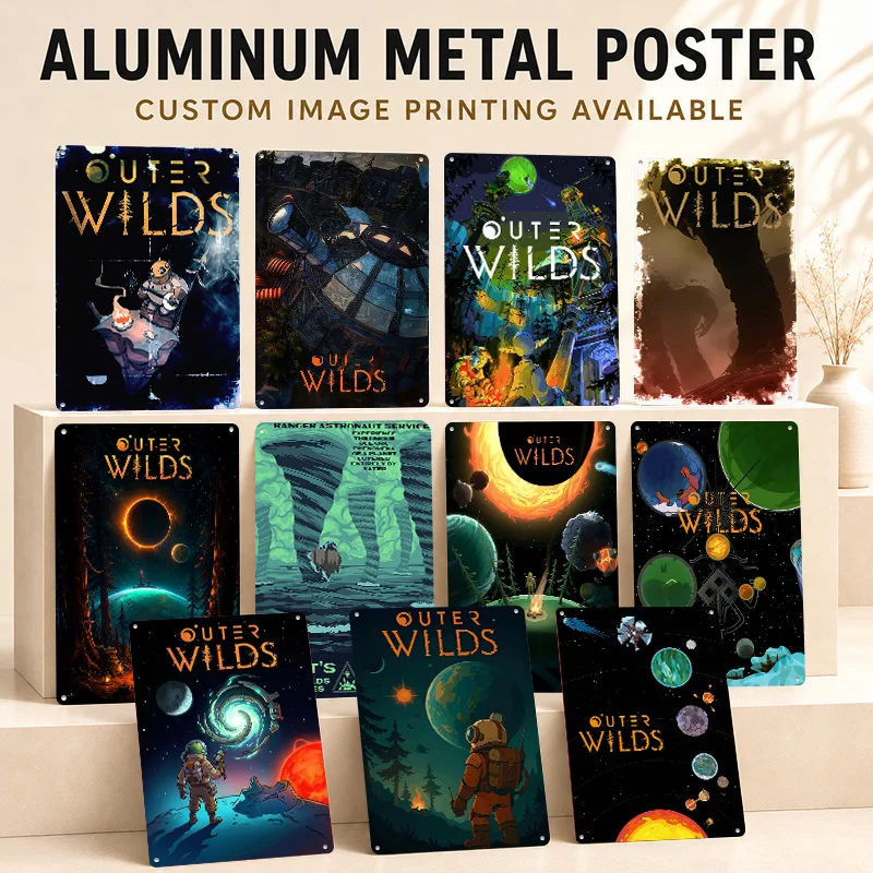 Outer Wilds 2 Printed Posters Customized Metal Sign Atmospheric Fantasy Design Wall Art Ideal For Media Lounge Or Birthday Gift
