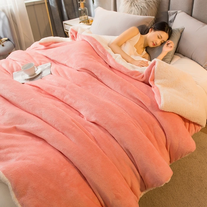Wollen deken Warm houden Winterbeddekens Dubbelzijdig Queen Dekbedovertrek Camping Tweepersoonsbedovertrek Sprei op het bed - afbeelding 1