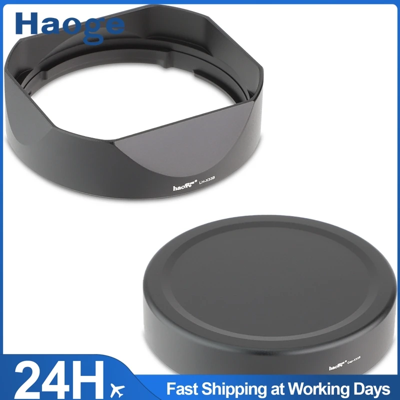 Haoge Bayonet Dedicated Lens Hood of Square Metal with a Hood Metal Cap for Fuji Fujifilm XF 16-50mm F2.8-4.8 R LM WR Lens