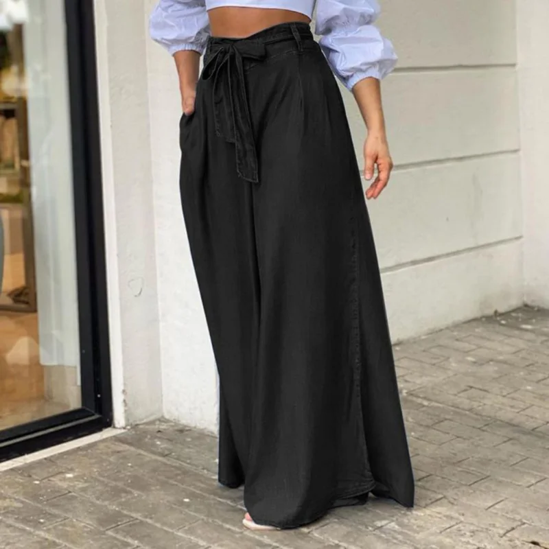 Bogen knoten Dekor Schnür Sommer hose lange Damen hose schnüren boden lange Damen hose Rock weibliches Kleidungs stück lässig groß