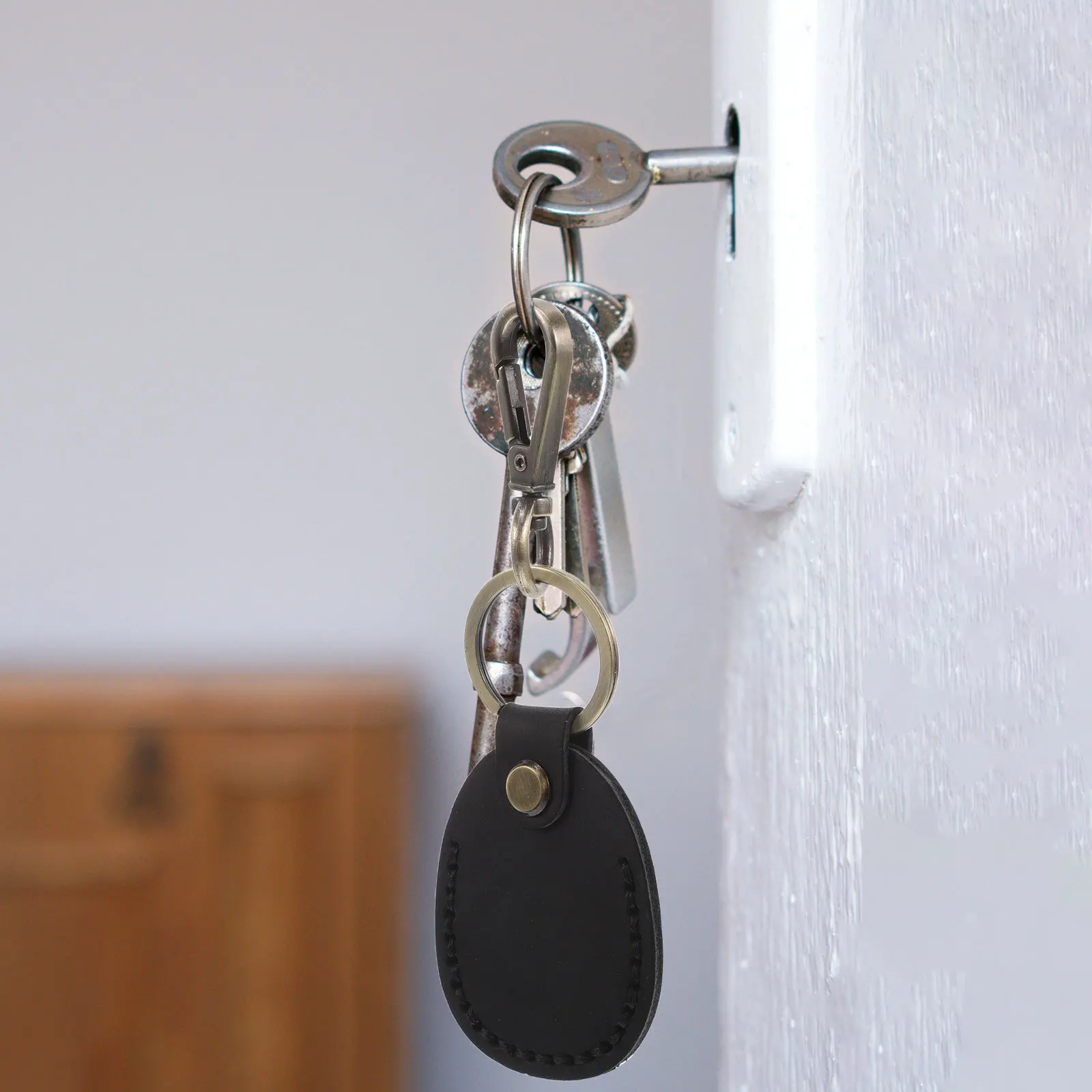 3Pcs Durable PU Access Card Holder Handmade Vintage Keychain Smart Key Fob Wallet Charm Smart Key Case Access Card