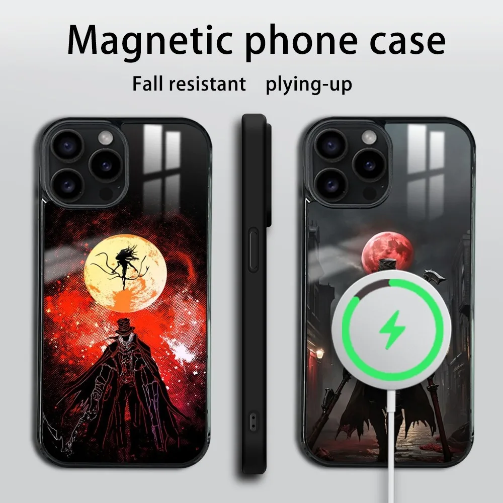 B-BloodbornE Game Phone Case For iPhone 16 15 14 13 12 11 PRO MAX PLUS Mini Magnetic wireless mirror phone case