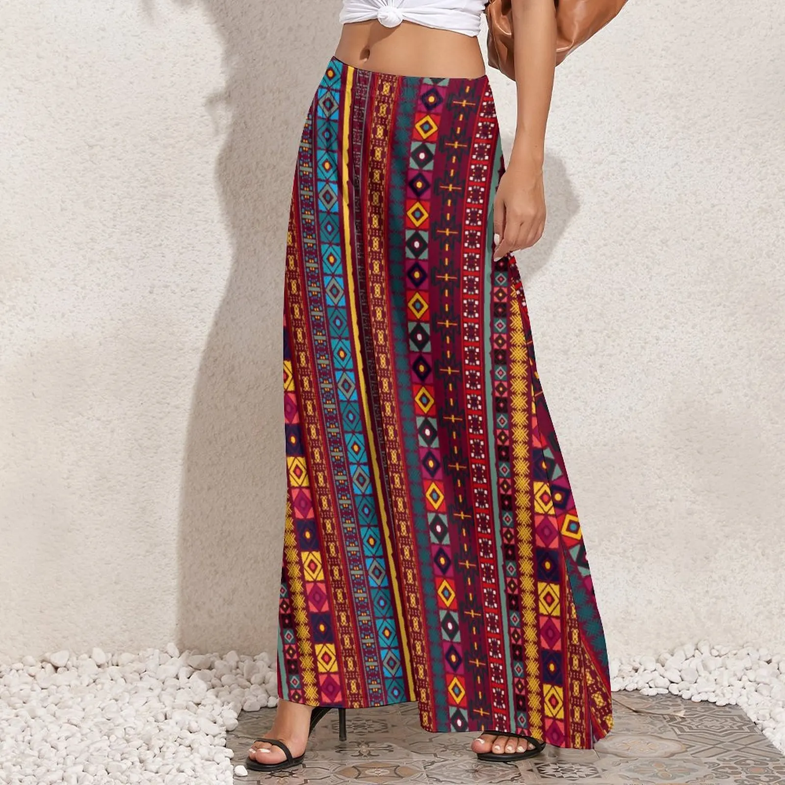 Tribal Print Pants Womens Vintage Ethnic Boho Street Fashion Trousers High Waist Sexy Wide Pants Gift