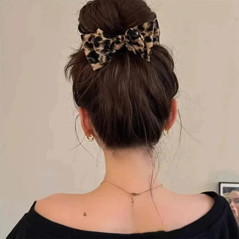 Premium Non-slip Leopard Print Hair Grab Fixed Hair Hair Clip Leopard Bow Hairpin Ponytail Clip Women Girls