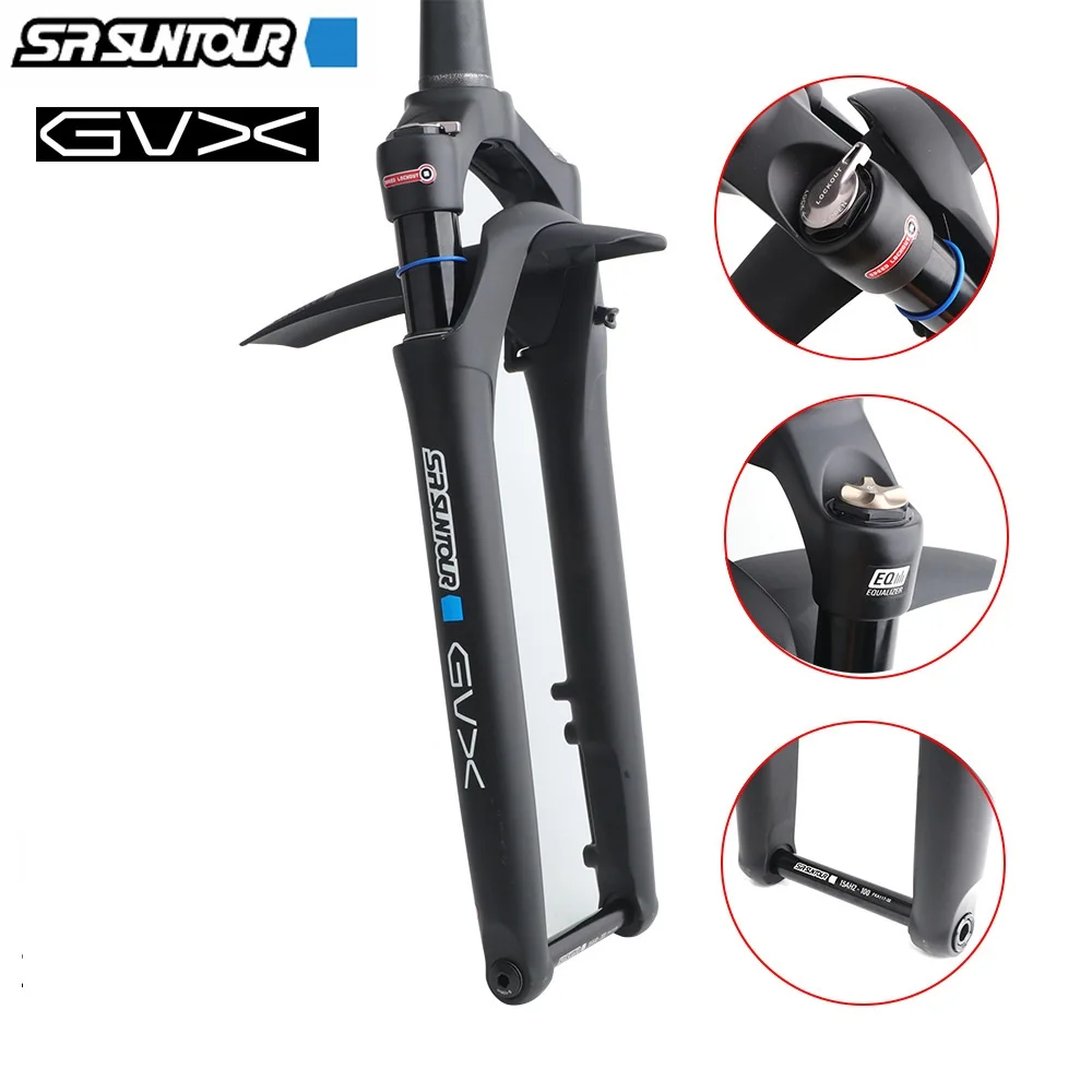 SR SUNTOUR GVX Road Bike 700c Suspension Fork Thru Alex 100x15mm EQ EQUALIZER off-road e-Gravel Tapered Bicycle Fork 50mm travel