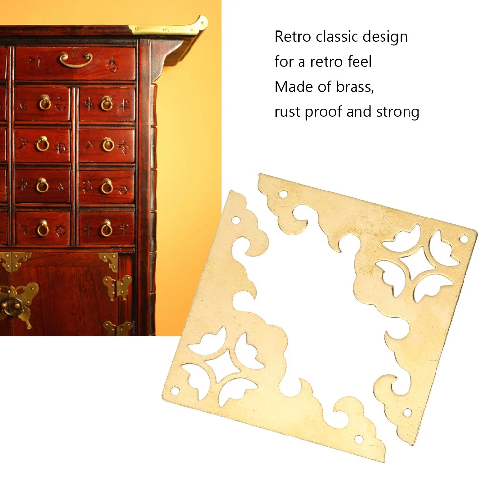 

10pcs Hollow Antique Decorative Box Corner Brass Retro Wooden Box Corner Cover 5.5cm Metal Corner Protector Furniture Hardware