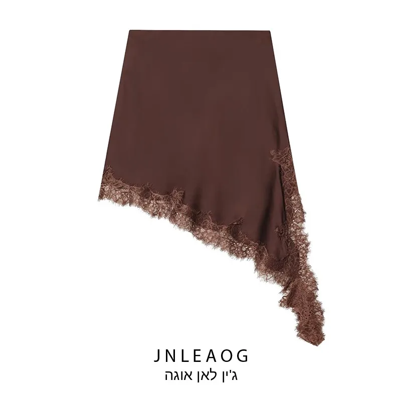 

Fashionable Versatile JNLEAOG Women's Skirt Asymmetric Design Breathable Skin-friendly Polyester Fabric Casual mid Waist