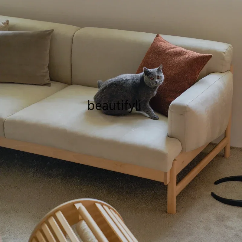 

YH8 Sofa anti-cat scratch technology cloth cream color simple fabric sofa multi-person