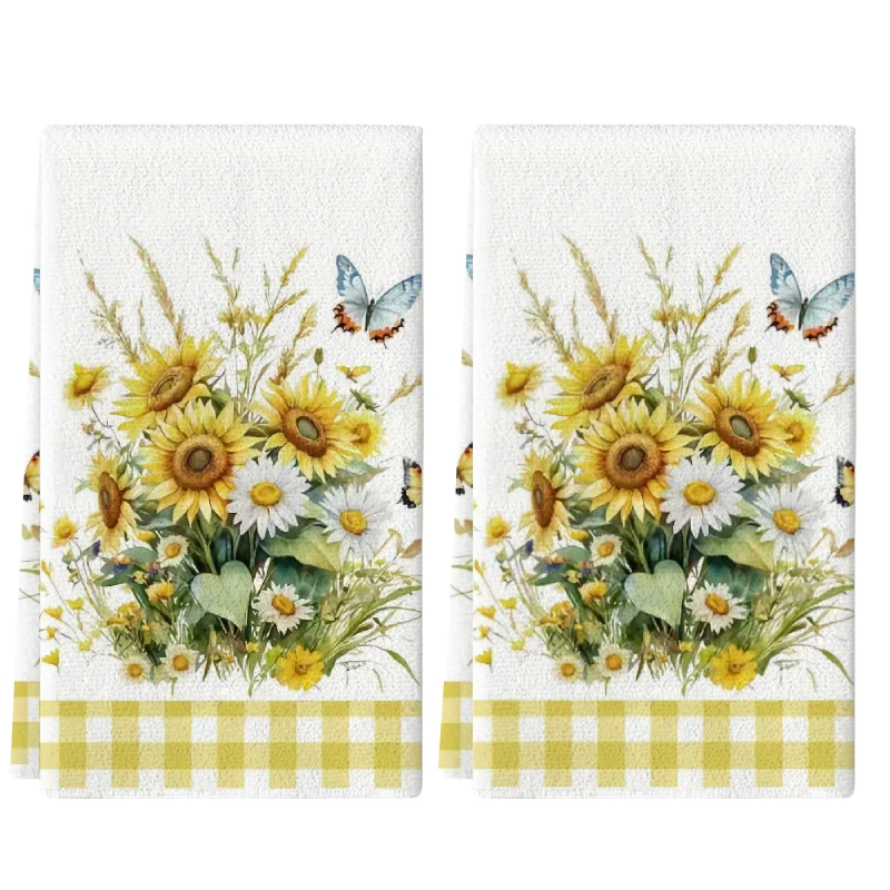 Aliexpress 2Pcs, Yellow Plaid Butterfly Sunflower Kitchen Towels, 40Cm*60Cm Towel Set, Super Absorbent Soft Cleaning Cloth, Cooking and Baking Tea Towel, Hand Towel, Cleaning Cloth, Dishwashing Cloth, Kitchen Decoration, Living Room Decorations, Kitchen Essentials, Home Essentials - Aliexpress Deal