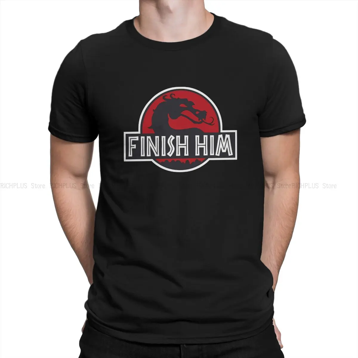 Mortal Kombat Fighting Game Newest TShirt for Men Finish Him Round Neck Polyester T Shirt Personalize Gift Clothes OutdoorWear