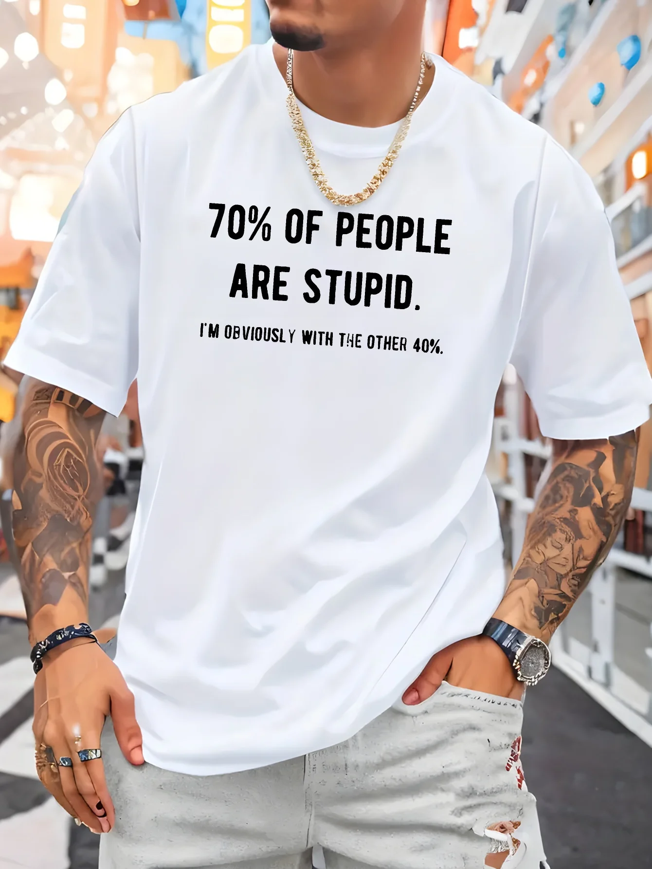 Street Fashion Quotes - Kaos Katun Kerah Bulat Pria dengan
