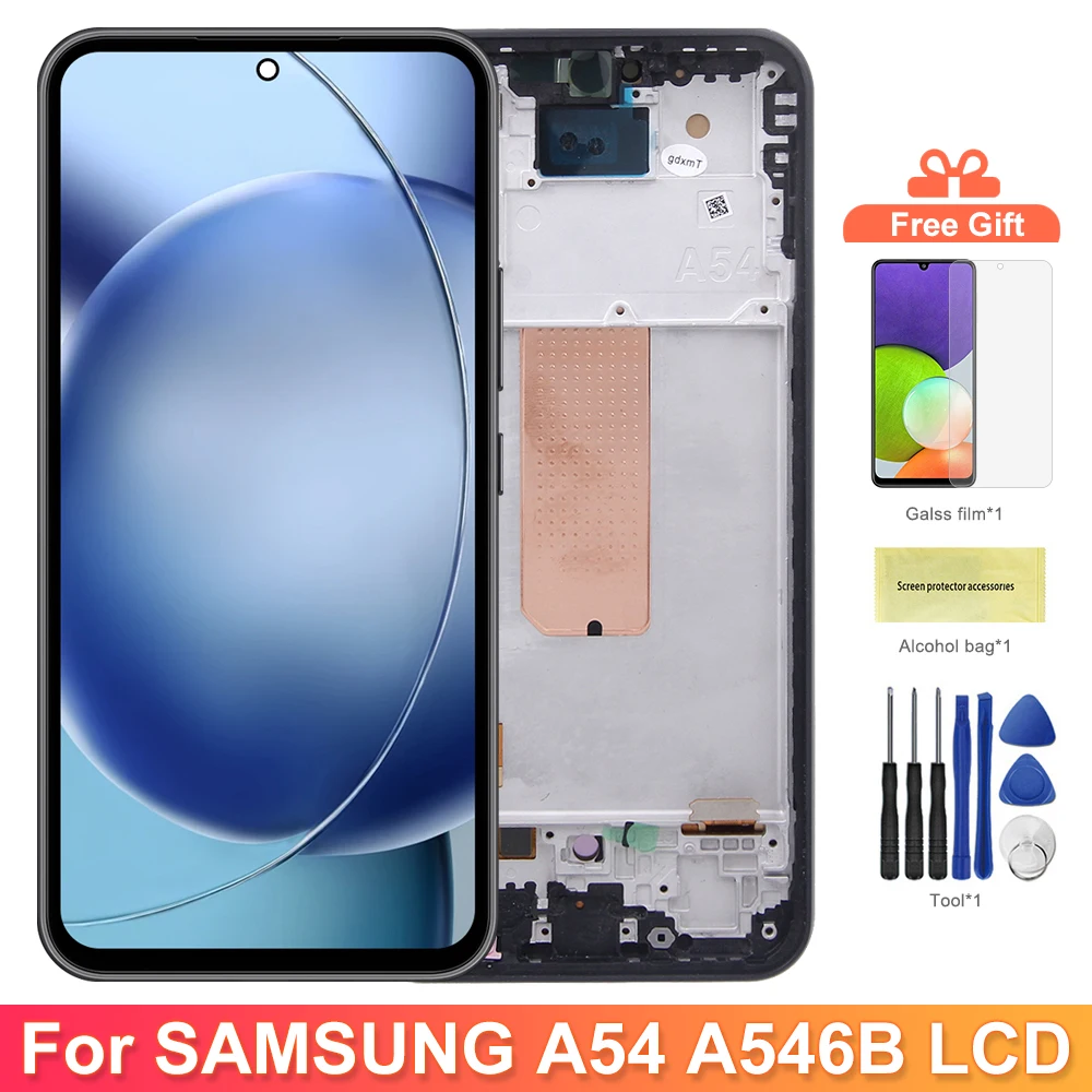 OLED Screen for Samsung Galaxy A54 A546B A546B/DS LCD Display Digital Touch Screen with Frame for Samsung  A54 Replacement