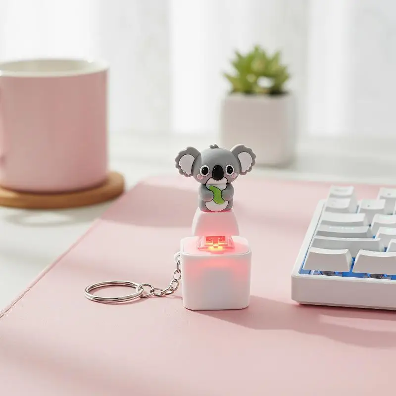 Cute Rechargeable Koala Keychain Type C Charging Sound Light Button Bag Pendant Gift For Friends Travel Lovers