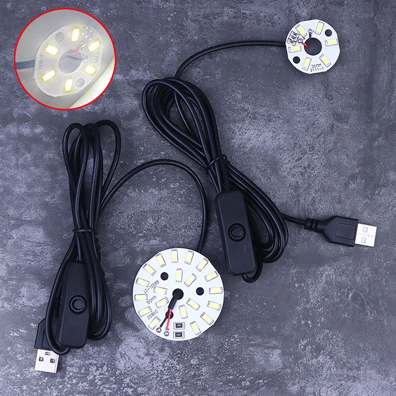 1Pc USB Plug DC5V LED Light Source SMD 5730/2835 LED Light Beads Ring Chip With Black 1.5M Swtich Cable 3/5/10W White Light