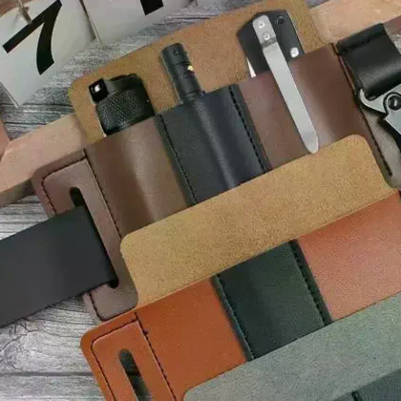 1 scabbard, flashlight, keychain holder, portable tool storage, leather case, tactical EDC tool holder, leather waist bag
