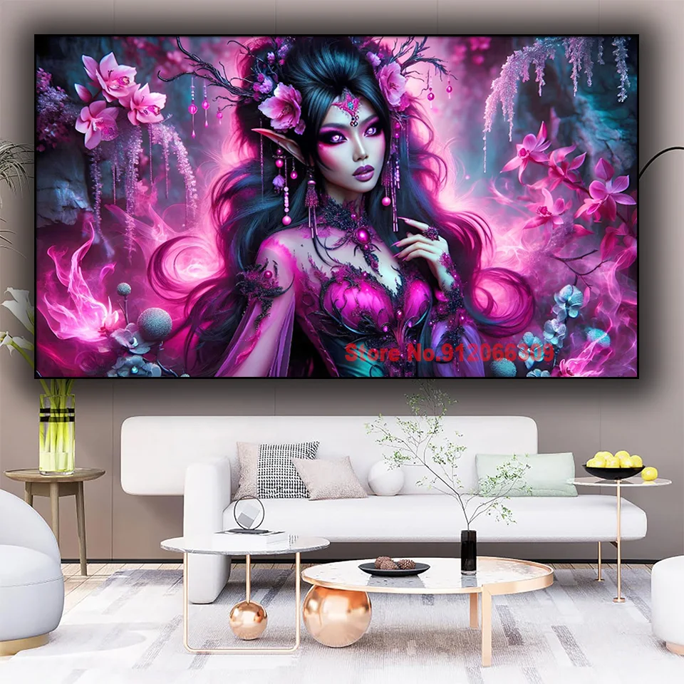 Stunning Fantasy Goddess Diy Diamond Painting Kit Psychedelic Woman Flower Craft Full Round Diamond Mosaic art Home Decor Gift