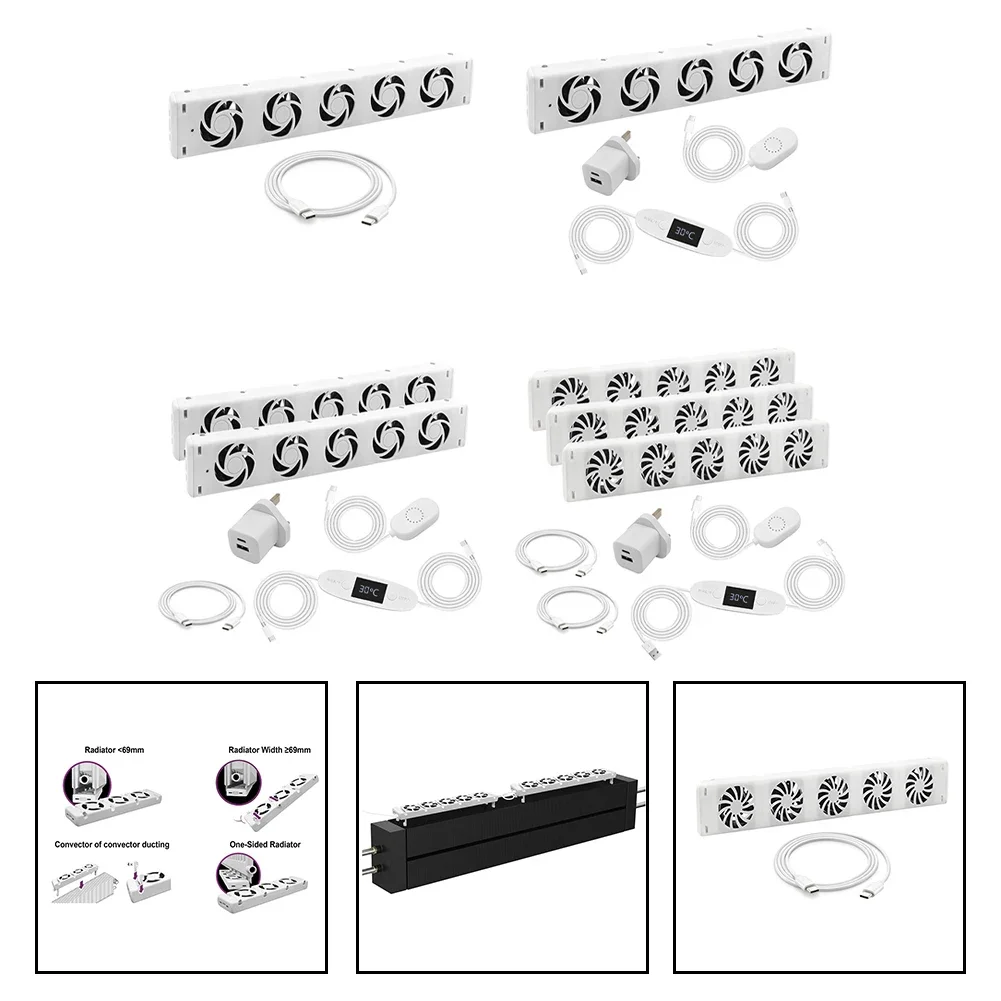 

For Apartment Smart Radiator Fan Quiet Drive Fan Heater DC 5V 2A Long Service Life Energy-saving Flame Retardant