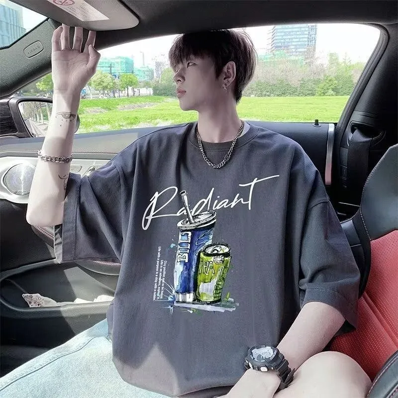 New Summer Collection Pure Cotton Short-sleeved T-shirts Men Stylish Cool American Brand Ins Style
