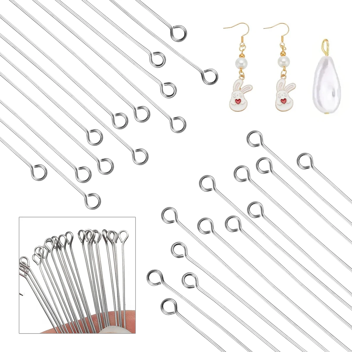 400pcs/Box 35-50mm Stainless Steel Material Nine Character Needles Eye Pins Suitable For Bracelets Necklaces DIY Jewelry Making