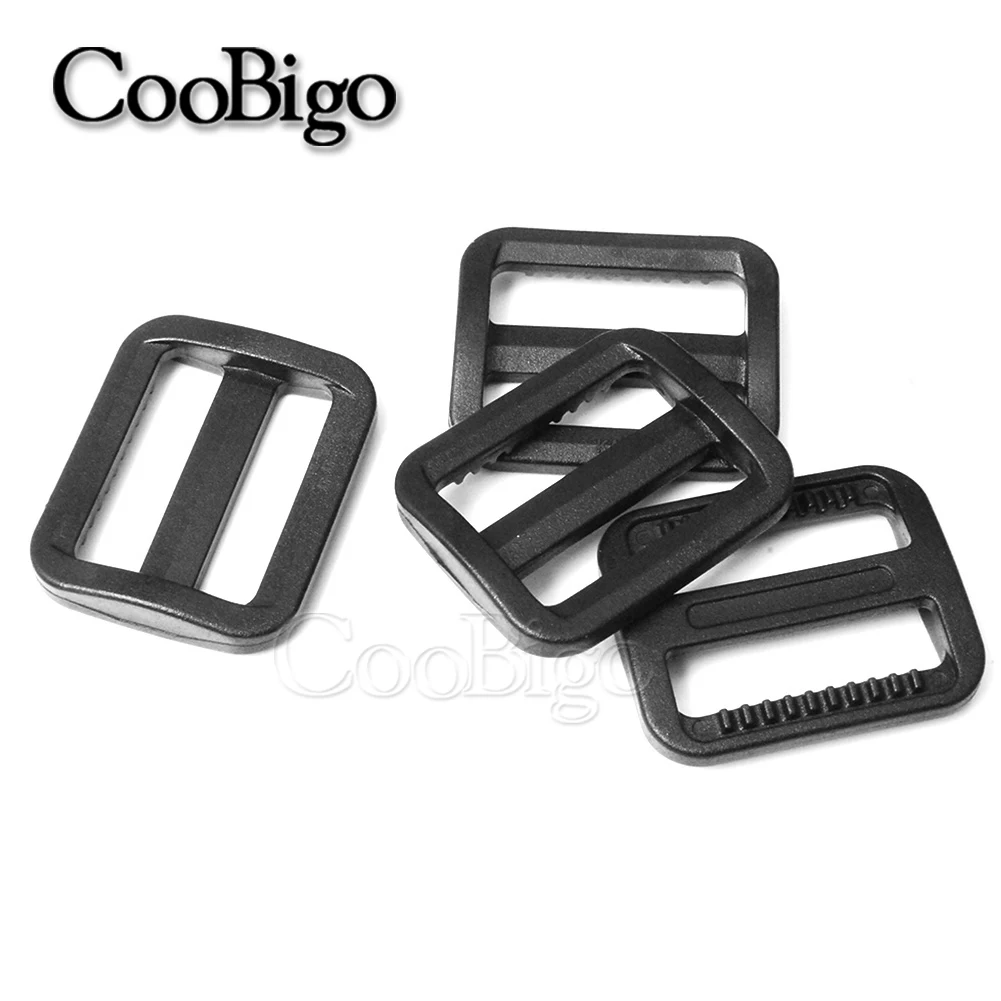 12 pz cursore di plastica Tri Glide regolare fibbie stile più ampio cinghie zaino fettuccia 10mm 15mm 20mm 25mm nero