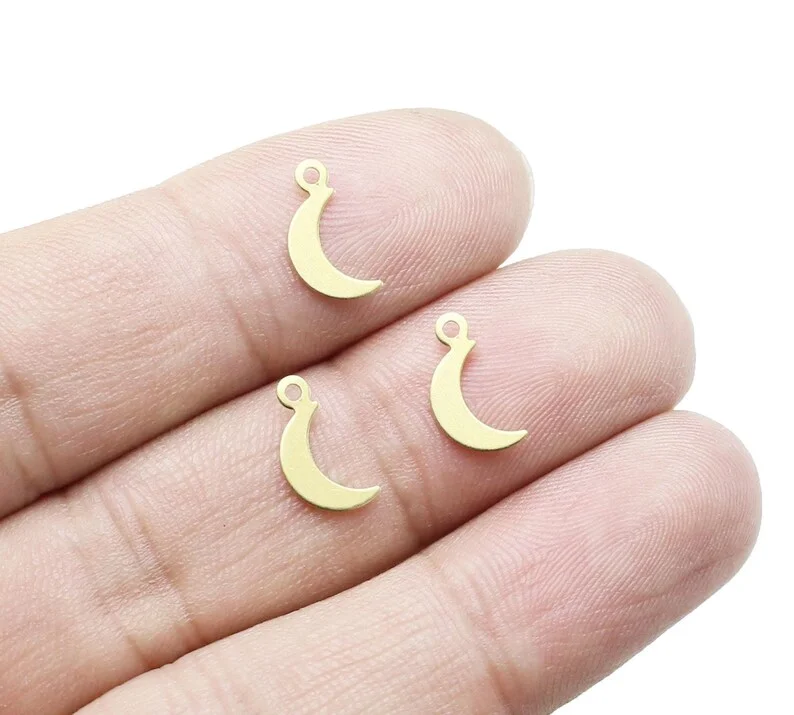 100pcs Tiny Moon Charm, Moon Charm For Jewelry Making, Earring Findings, Add-On Bracelet Charms, Moon Ornament, 11.5x6mm R2839