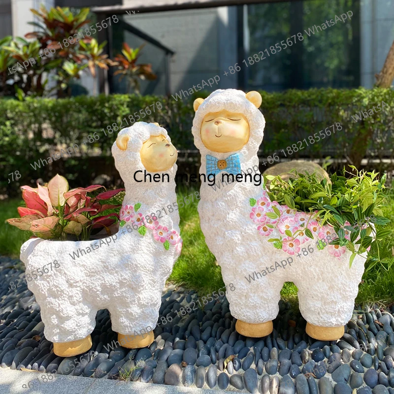 z183 Cartoon alpaca simulation animal flower pot garden outdoor courtyard kindergarten decoration