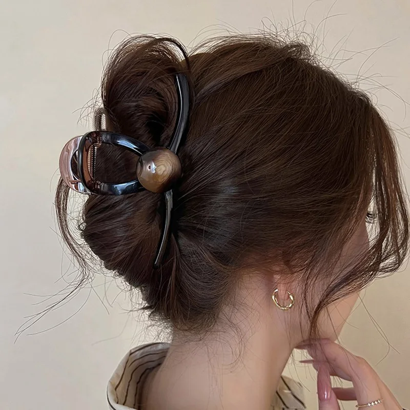 여성용 대형 진주 헤어 클립, 아크릴 헤어 클로 클립, 헤어 액세서리, 우아한 소녀 모자, 11.5cm