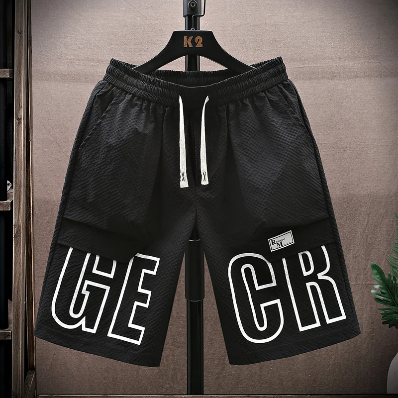 

Мужские летние тонкие повседневные брюки из ледяного шелка, модные молодежные спортивные шорты средней длины