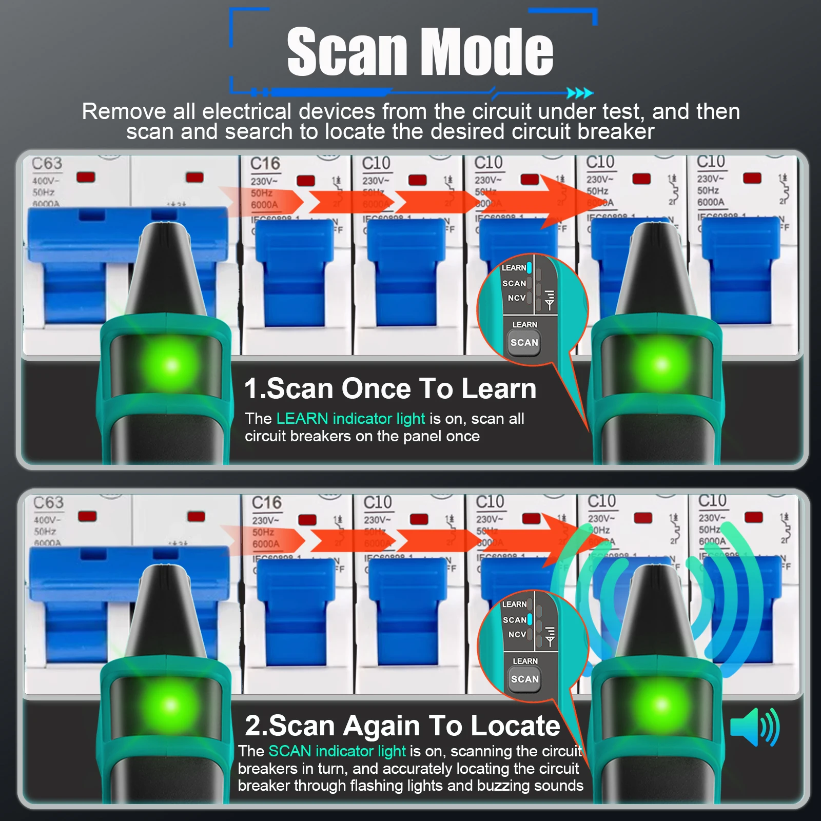 TOOLTOP ET30 GFCI Circuit Breaker Finder EU/UK/US NCV Socket Tester Wiring Test Household Electrical Circuit Faults Checking