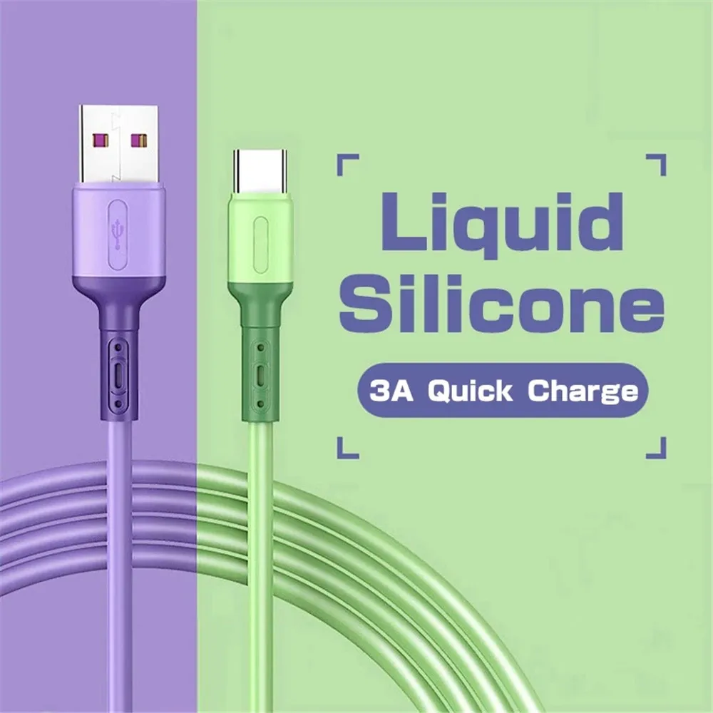 Liquid Silicone Data Cable USB Type-C Phone Fast Charging Cable 3A Super Colorful Cable for iphone 15 Samsung Xiaomi Huawei