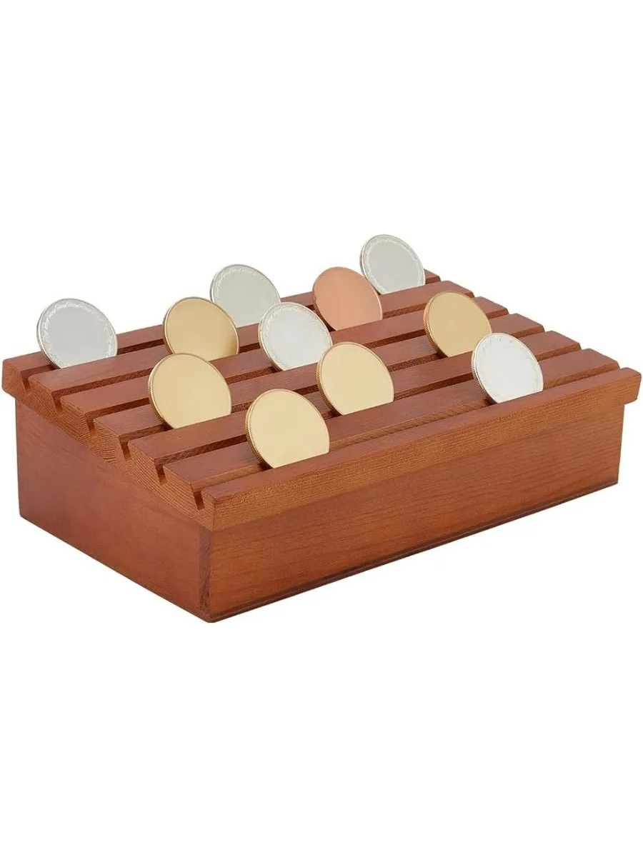 6 Slots Coin Organizer Holder Rack for Desk Pine Wood Coins Storage Box Collectible Challenge Coin Display Case Wood Rack Coin