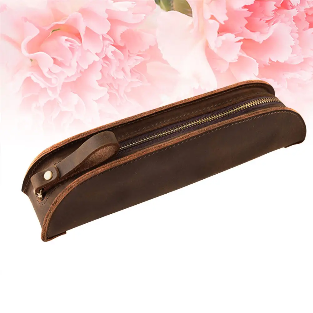 brown-zipper-pen-pouch-professional-handmade-pen-case-pencil-bag-for-fountain-rollerball-ballpoint-pens