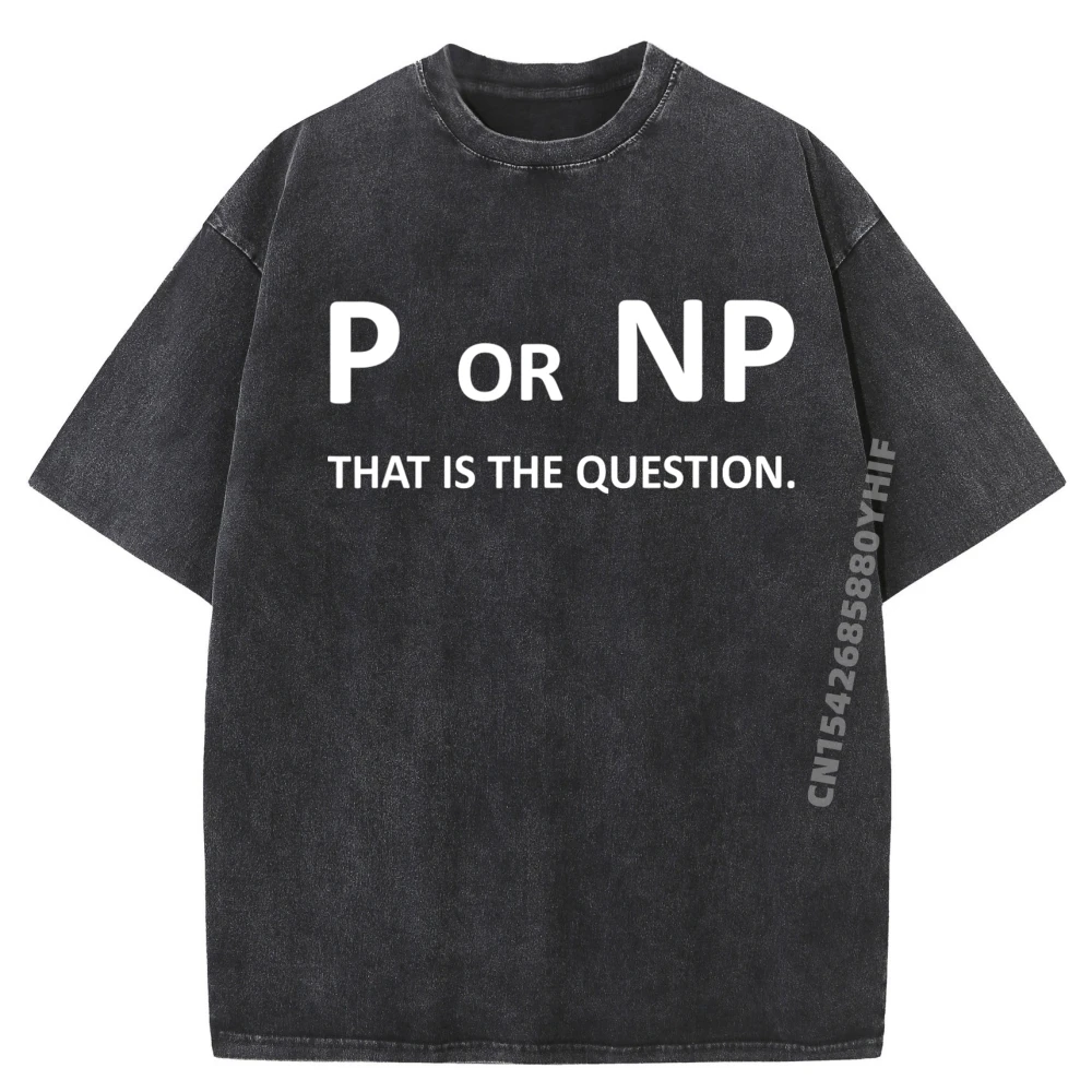 

P Vs Np Computer Science Funny Classic Printed T-shirts Women Female Graphic Tees Vintage Washed Shirt