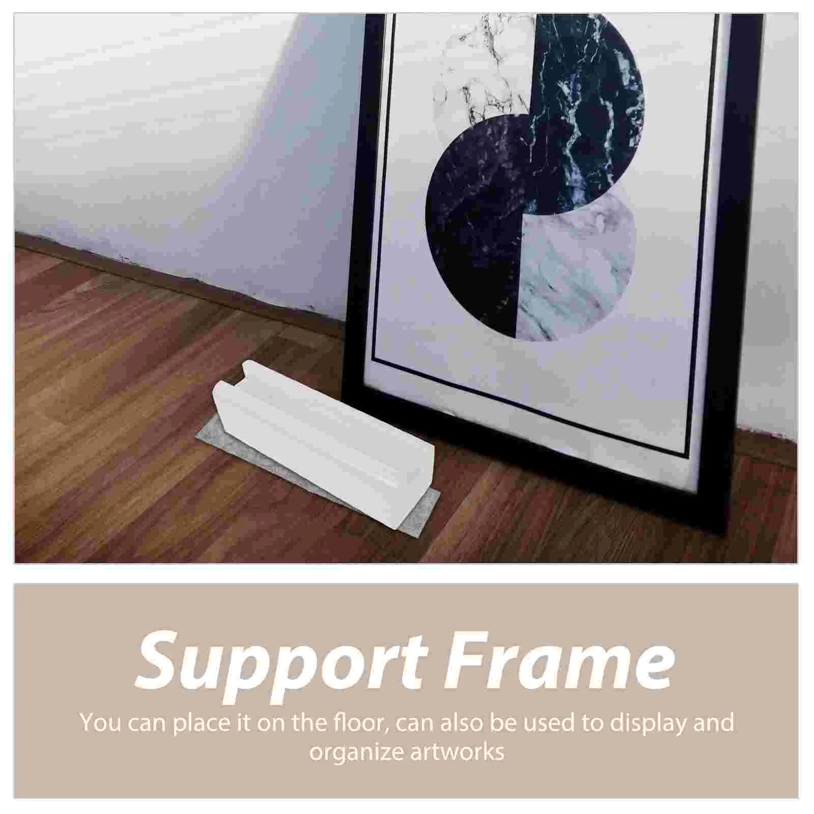 Modern Non-slip Support Frame Display Stand Dressers Standing Mirror Full Length Wooden Artwork Holder Rack White