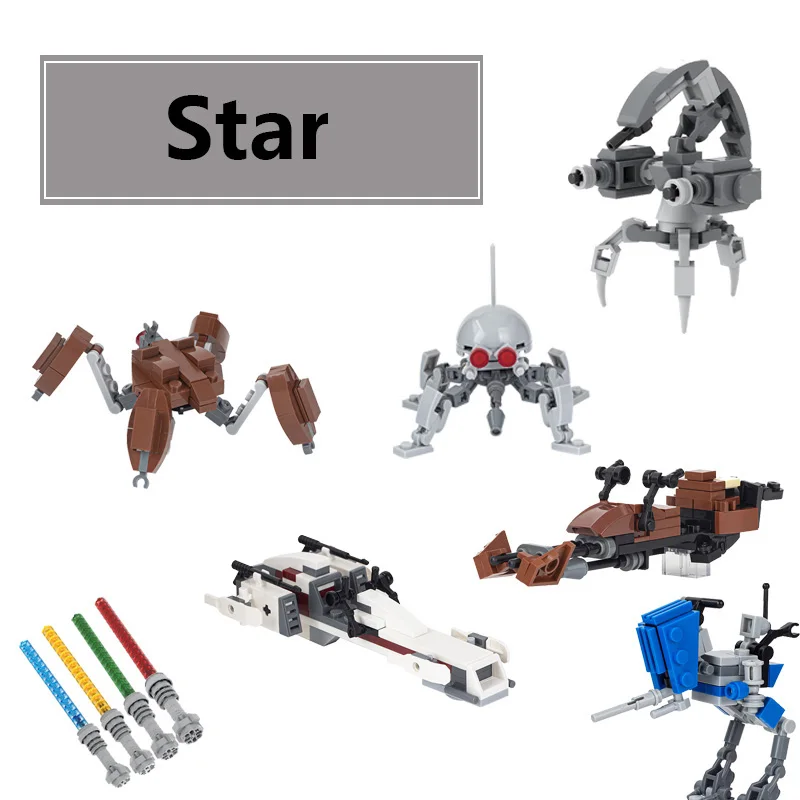 MOC Star Military  Robot Building Blocks Aircraft Speeder Figures Weapon Bike Diy Decoration Accessories Blocks Toys