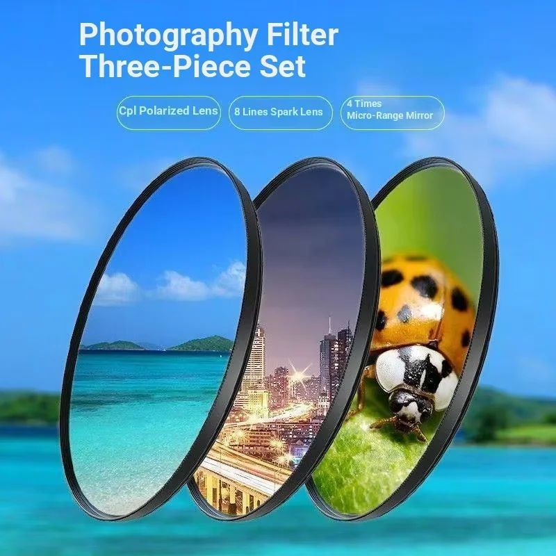 Filtros de luz UV CPL polarizadores ND Star Light Macro Soft Light de 49, 52, 55, 58, 62, 67, 72 y 77 mm para cámaras Nikon, Canon, Sony, Fujifilm y Olympus