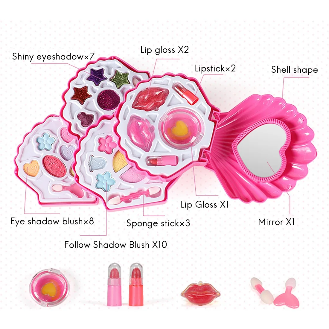 Fashion Girl lavabile trucco giocattolo Shell trucco giocattolo ragazza bambino trucco Set ragazza sicuro bambino cosmetico bellezza Set C