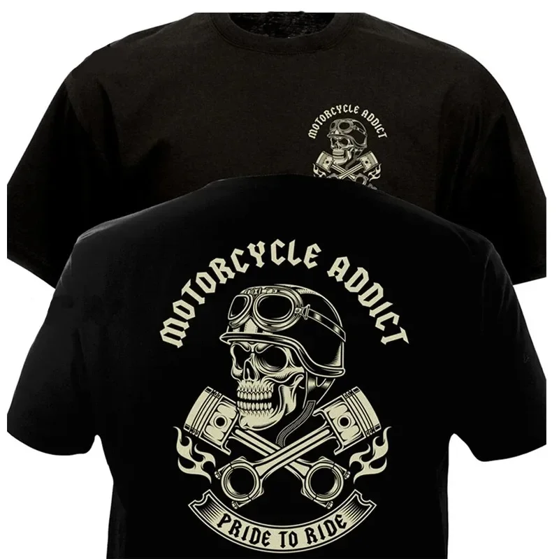 2024 New Motorcycle Biker Chopper Bobber Motard Motorrad Print Tshirrt Men Summer Black Short Sleeve Men TShirt O-Neck T Shirt