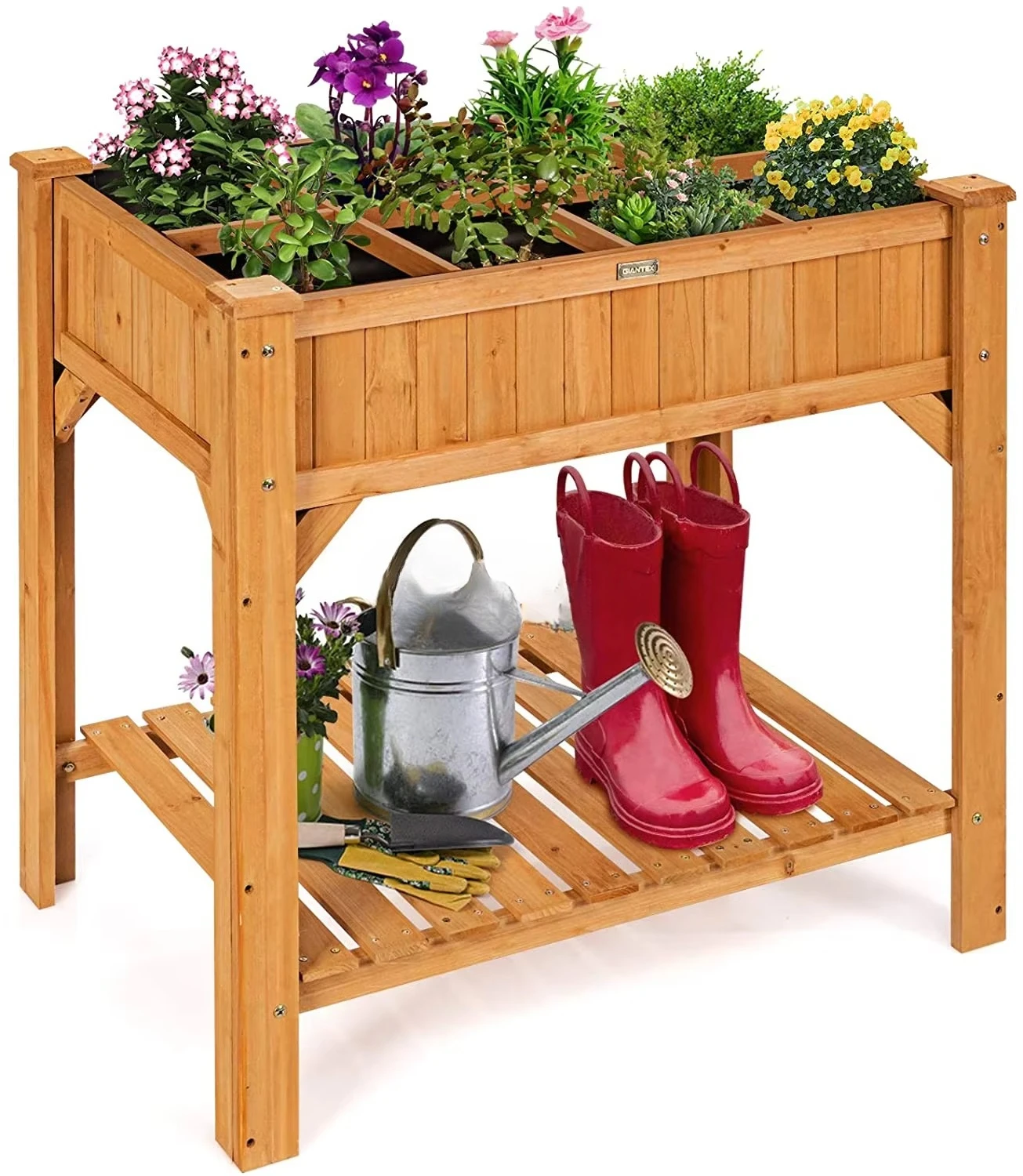 

Outdoor Wooden Raised Garden Bed Flower Plant Box Wood Planter Box with Legs