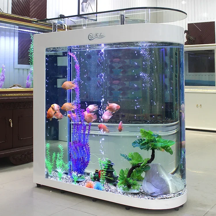 aCustomized Large Transparent Cube Acrylic Aquarium Fish tank Glass Bullet Front Fish tank Aquarium