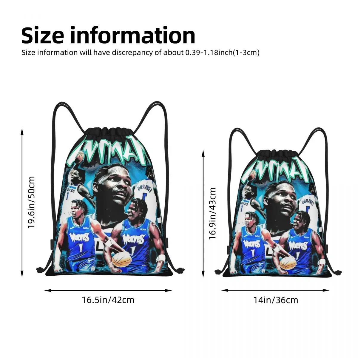 Vintage Anthony Edwards Bootleg Drawstring Bags Sports Backpack Gym Sackpack Basketball Sports String Bags for Exercise